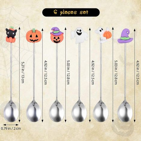 Set mit 6 Dessertlöffeln aus Edelstahl im Halloween-Stil (1/5)