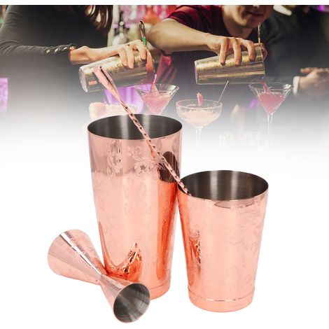 Dreiteiliges Set aus Edelstahl 304, graviertes Boston Hall Glas, 30-ml-Becher, Eisshaker und Messbecher (vier Teile) (1/5)