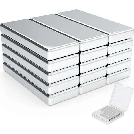 Aimants de Terre Rare, 25PCS Aimants rectangle aimants en néodyme rectangulaires, réfrigérateur, sous-sol bâtiment- 30X10X3mm (1/4)