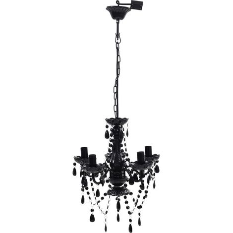Lustre avec 5 ampoules Crystal noir