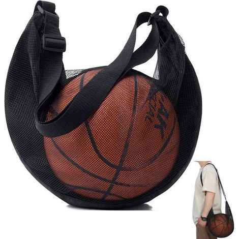 1 pezzo, Borsa per una palla, Borsa portaoggetti con cerniera, Borsa da allenamento in rete per palloni, Rete portaoggetti per attrezzatura sportiva in borsa a tracolla, Borsa da basket (1/5)