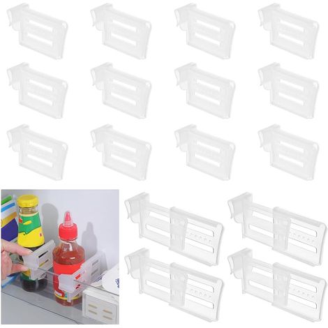16 divisori per frigorifero in plastica, divisori regolabili per frigorifero, separatori per organizer per frigorifero, divisori laterali per frigorifero per riporre gli oggetti in cucina (1/5)