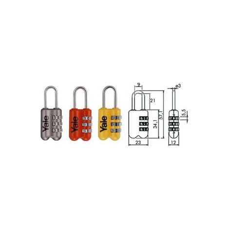 Cadenas de voyage à anse combinée pour valises P2 - mm.23 gris (YP2/23/128/1G)