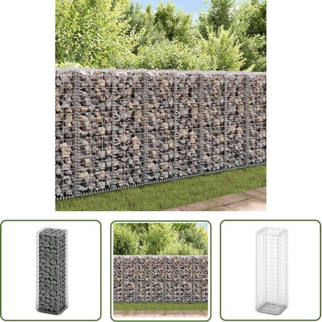 The Living Store Panier de gabion avec couvercle Fil galvanisé 100x30x30 cm - Mur De Soutènement - Clôture Métallique - Gabion Argent - Décoration Jardin - Aménagement Extérieur (1/5)