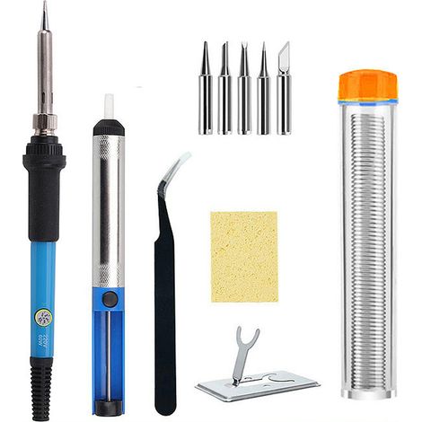 Fer À Souder - Régulation De Température 200-450 ℃ - Kit Complet 9 En 1 Avec 5 Pointes - Pour Électronique Et Réparation - 60 W (1/5)