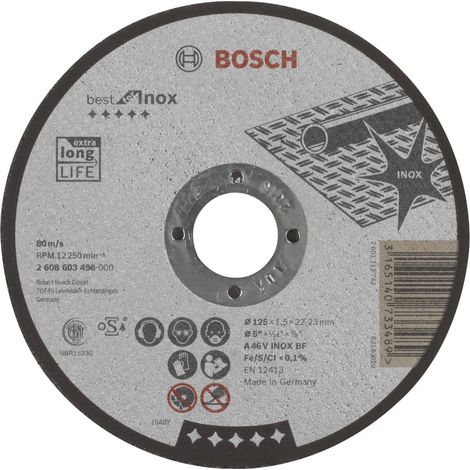 BOSCH Disques Rapido à tronçonner Best for Inox - 125 mm - x 1 - 1.5 mm - 22,23 mm