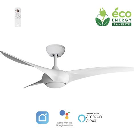 Fanelite - Ventilateur de plafond 132 cm blanc SAONA - Moteur DC 38W - LED 20W dimmable 3 couleurs - Wifi - Contrôles vocaux (1/2)