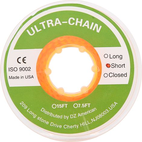 Orangefarbene elastische Kette für Zahnspangen, ein Zubehörteil für Zahnspangen. (1/5)