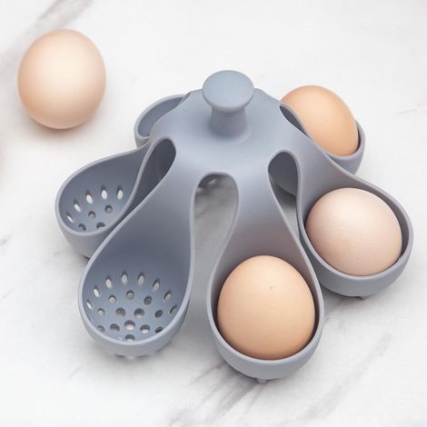 Cuociuova in silicone - può bollire le uova - cuoce 6 uova alla volta - supporto per uova sode - supporto per la conservazione delle uova in cucina - contenitore per uova (1/5)
