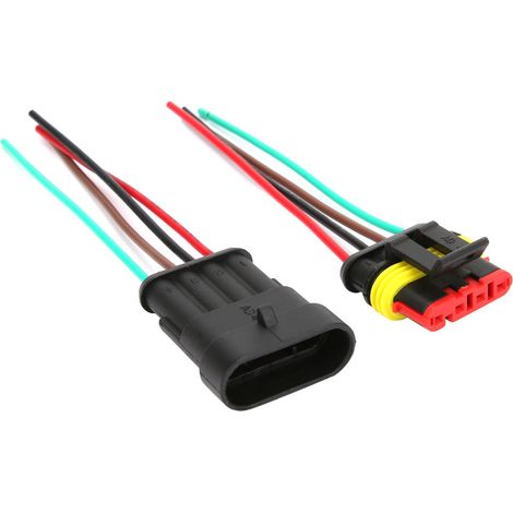 Connecteur électrique étanche auto 4/5/6 broches, lot de 2, fiche avec câble 4P, pour voiture (1/5)