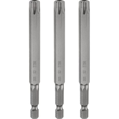 3Pcs Embout Tournevis Torx TT50 1/4" Hex Tige Longueur 4" (100mm) (1/5)