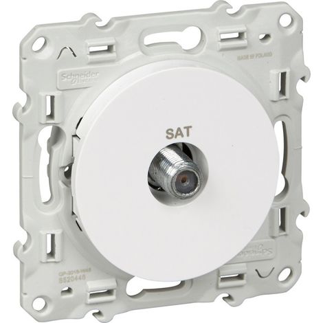 Prise satellite encastrée blanche - Type F - Odace - Schneider Electric