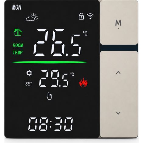 Thermostat WiFi mural SDM5 pour chauffage au sol hydraulique et chaudières, 3 A, bordure grise (1/5)