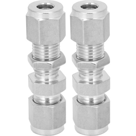Raccord à compression inox 316 double bague, lot de 2, connecteur de tube Ø6 pour accessoire industriel (1/5)