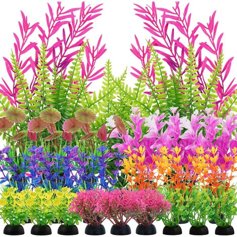 25 Pièces Colorées Aquarium Plante Décorations, Plantes Artificielle Aquarium Deco, Terrarium Plante Décoration pour Aquarium (1/5)
