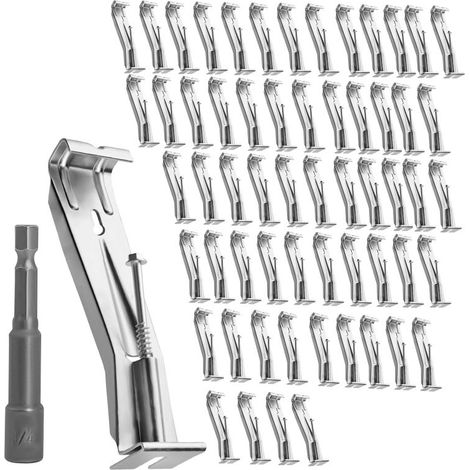 Lot de 25 supports de gouttière de 12,7 cm (5 pouces) avec fixation invisible, vis rapide et clip pour la réparation des gouttières en aluminium de type K affaissées. Foret inclus.