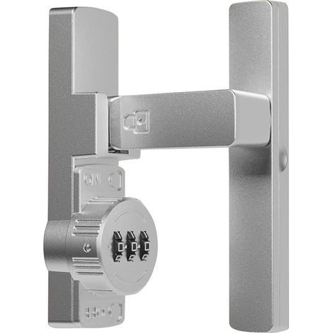 90-degree combination lock with 3-digit keyless code for doors, barns, garages, garden sheds and window cabinets (silver) (1/5)