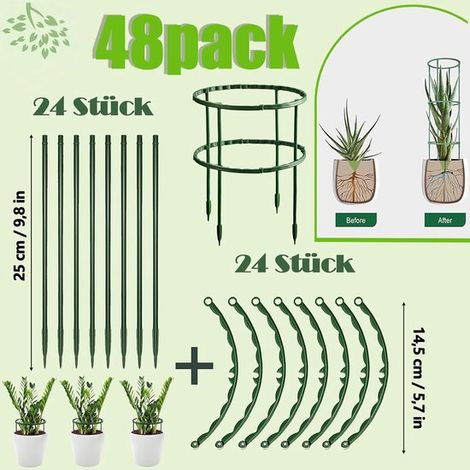 48er-Packung Halbkreisförmige Pflanzenhalter aus Kunststoff Blumenstütze Pflanzenstütze 25 x 14 cm Pflanzenstütze für den Garten Pflanzring aus (1/4)