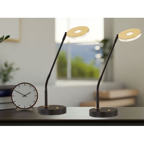 2er SET LED Schreibtischlampen Schwarz / Gold mit Dimmer, Höhe 60cm (1/5)