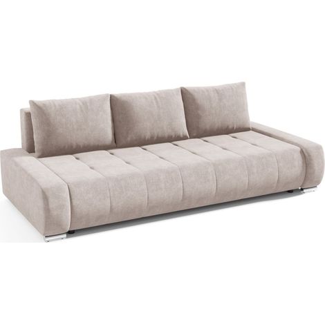 Sofa 3-Sitzer mit Schlaffunktion VOGAR Stoff Aston Creme (1/4)