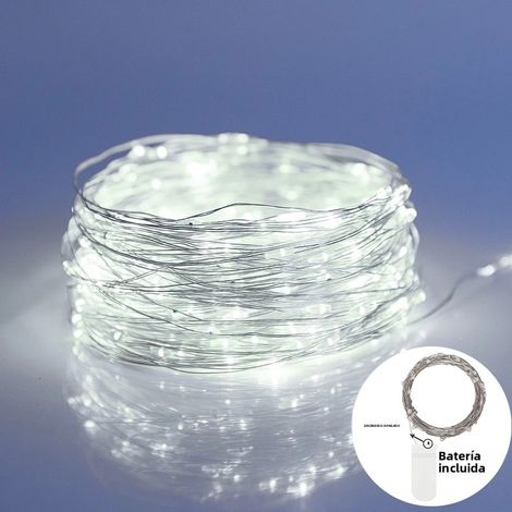 (5 m, 50 perles LED) Guirlande lumineuse LED blanche, idéale pour Noël, les fêtes, etc., fonctionne sur piles. (1/5)