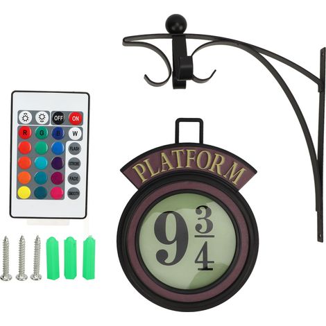 Lot lumineux mural vintage LED 9 3/4, veilleuse suspendue décorative avec télécommande, plateforme lumineuse pour chambre (1/5)