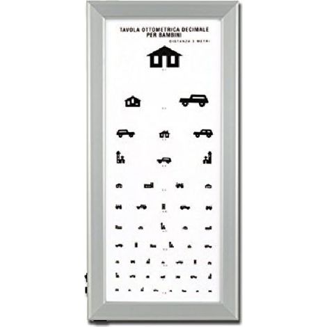 Ottotipo ultrapiatto a LED, modello per bambini da 5 metri, 34x72x4cm, tavola optometrica