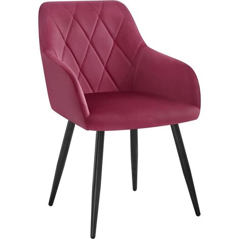 WOLTU Chaise Salle à Manger, Chaise de Cuisine en Velours, Assis Rembourré et Pieds en Métal, Bordeaux (1/5)