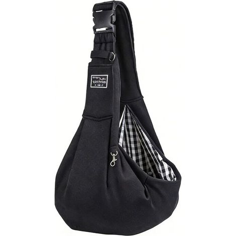 Sac de Transport pour Chien Chat, Réglable Sac à Bandoulière Mains Libres Petit Chien, pour Chiens/Chats de Taille Moyenne Jusqu'à 6kg, pour l'extérieur, Les Voyages, Le Métro (Noir) (1/5)