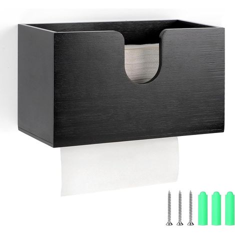 TuseRxln Distributeur de serviettes en papier – Noir – Design en forme de V/bec supérieur et inférieur – 1 pièce – Cuisine/salle de bain/bambou (1/5)