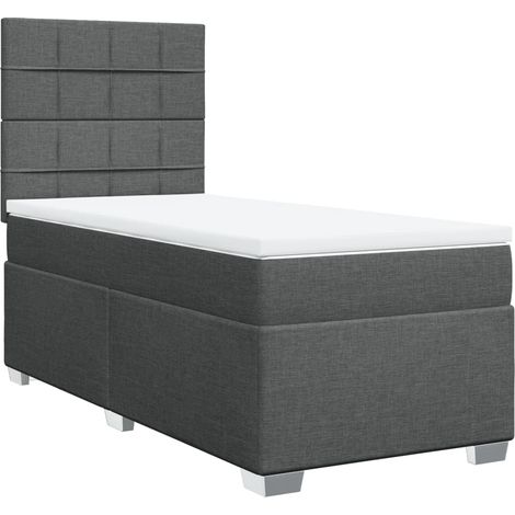 Maison Exclusive - Giroletto a Molle con Materasso Grigio Scuro 100x200 cm Tessuto