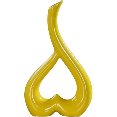 Vase de fleur en forme de coeur en céramique lisse pour l'utilisation quotidienne mariage et événements jaune, pour le jardin et l'extérieur (1/5)