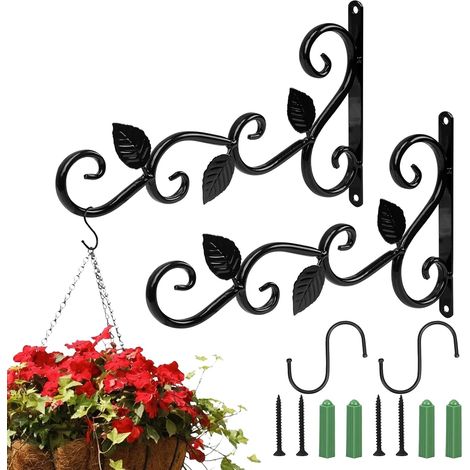 2 Stück Pflanzenaufhänger-Haken, Wandhaken, Pflanzen-Hängekorb, Balkon-Wand-Pflanzenhalter mit S-Haken-Schrauben für Außen-/Innen-Blumentopf, Gartenlaterne