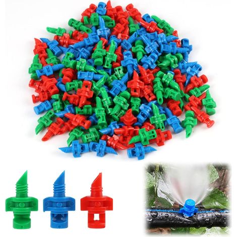 Pack of 150 Micro Spray Nozzles 90°/180°/360° Irrigation Nozzles for Drip Watering System, Greenhouse, Mini Garden Irrigation Spray Nozzle Sprinkler (1/5)