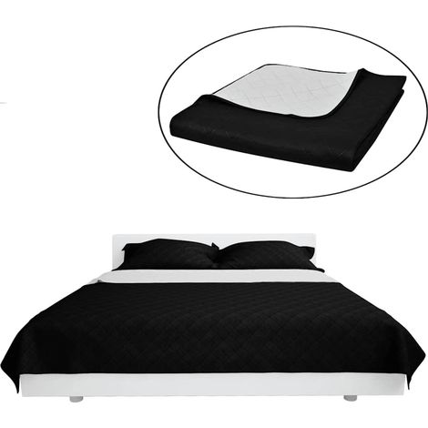 Colcha acolchada a doble cara negro blanco 220x240 cm (1/2)