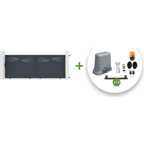 Pack portón eléctrico corredero 3,7m HALTI 370C140 cm + motor TANKER C600 (1/5)