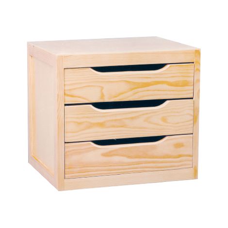 Cassettiera da Tavolo 3 cassetti 39x30x29,5 cm in Legno di Pino Naturale (1/2)