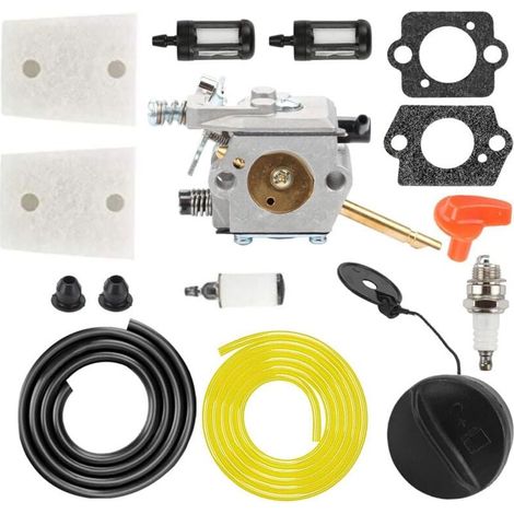 FS66 WT-45 Carburateur pour Stihl FS86 FS48 FS52 FS56 FS62 FS81 FS106 Débroussailleuse Remplace WT-45-1 WT-45A 4126 120 0610, avec joint Bougie d'allumage Bouchon de carburant (1/5)
