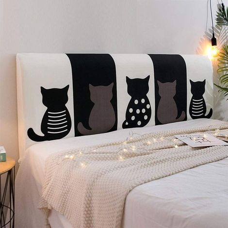 Housse tête de lit extensible noire 150cm – Protection antipoussière – Tissu polyester durable – Décoration moderne chambre (1/4)