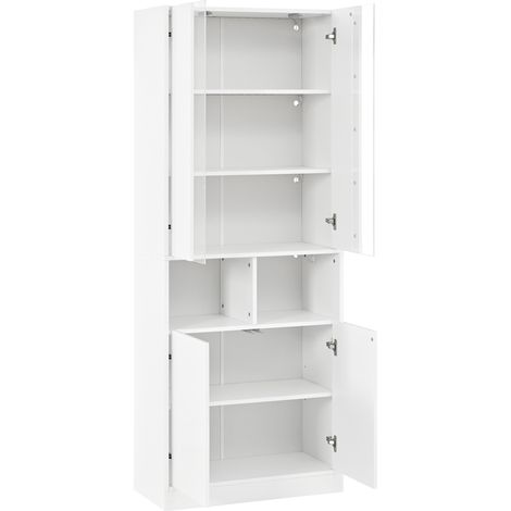 Credenza alta bianca con finestrella in acrilico LED controllata da app 70 x 35 x 180 cm (1/5)