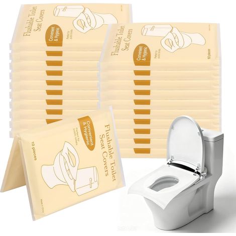 200 Pièces Protege Toilette Jetable Protege Cuvette WC Jetable Portable Protection Toilettes Jetables Housse de Siège de Toilette pour Voyages Toilettes Publiques Centres Commerciaux (42 x 35 cm) (1/5)