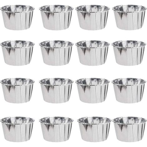 50 Pièces Moules de Cuisson en Papier d'aluminium, Caissettes Cupcakes, Moulle Mini Cupcakes, caissettes pour Cupcakes et Muffins pour Les Mariages, fêtes et Autres Célébrations à thème (Argent)-Fei Y (1/5)