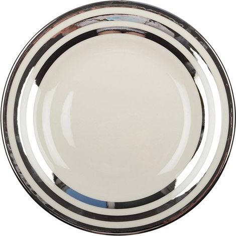 Assiette Creuse Ronde en Verre avec Triple Filet Argenté Mat pour Service de Table 23 cm - PANGIVO (1/3)
