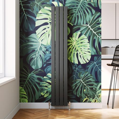 ELEGANT Vertical Flat Column Designer Radiator Wall/Floor Mounted Central Heating Rad 1800x300mm Anthracite Flat Double Panel Radiator