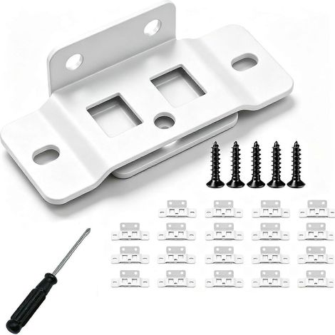 Lot de 20 équerres de fixation rapide en L pour meubles équerres d'angle robustes avec vis blanc (1/5)