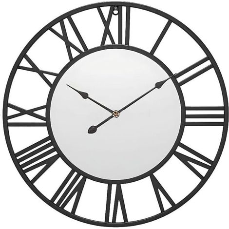 Horloge murale ronde avec miroir, idéale pour le salon, la chambre et le bureau, cadre noir, aiguilles noires, 40 cm, 1 pièce. (1/5)