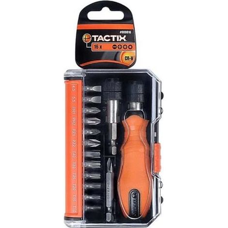 TACTIX - 16 PEZZI - SET 16 INSERTI CON CACCIAVITI E PUNTE