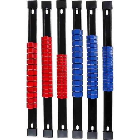 6 Rails de fixation, ABS et acier, pour douilles 1/4 3/8 1/2 pouce, organisation atelier (1/5)