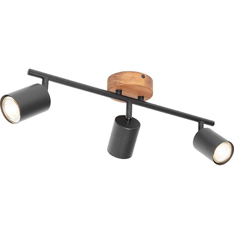 QAZQA jeana - Spot plafond, plafonnier - 3 lumière - L 55 cm - Marron - Rustique - éclairage intérieur - Salon I Chambre I Cuisine I Salle à manger