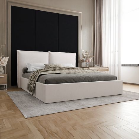 Lit coffre 160x200 sommier inclus Sandro Blanc cassé (1/5)
